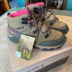 BearPaw Tan and Pink Hiking Boots
